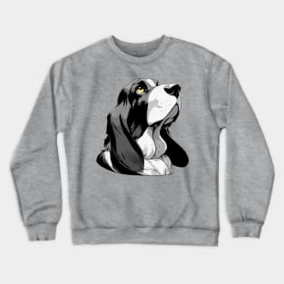 Stunning and Cool Basset Hound Monochrome and Gold Portrait for Father's Day Crewneck Sweatshirt